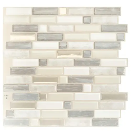 Mosaik Series Wall Tile, 9.36 in L Tile, 9.73 in W Tile, Crescendo Ciotta Pattern, Vinyl Beige/Ivory - pack of 4 Mosaik Series Wall Tile, 9.36 in L Tile, 9.73 in W Tile, Crescendo Ciotta Pattern, Vinyl Beige/Ivory - pack of 4