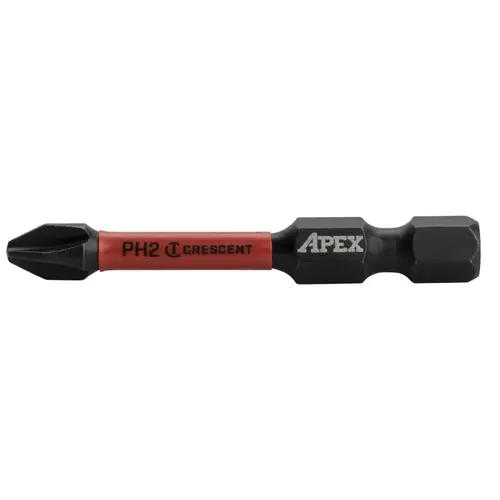 Vortex Impact Power Bit, #2 Drive, Phillips Drive, 1/4 in Shank, Hex Shank, 2 in L, Steel Black Oxide - pack of 2 Vortex Impact Power Bit, #2 Drive, Phillips Drive, 1/4 in Shank, Hex Shank, 2 in L, Steel Black Oxide - pack of 2