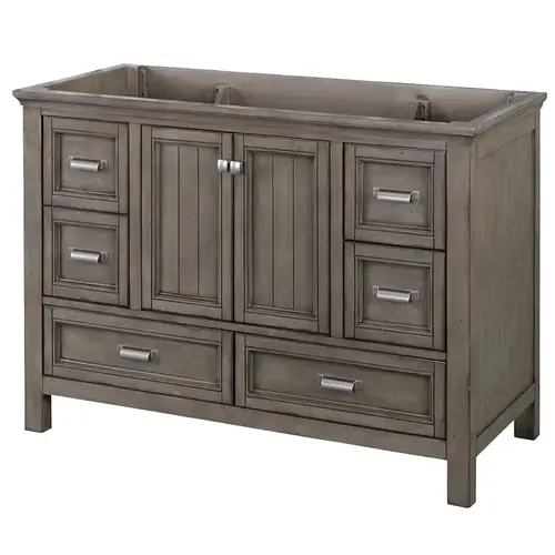 Brantley Series Vanity, Wood, Distressed Gray, 2-Cabinet Door, 6-Drawer