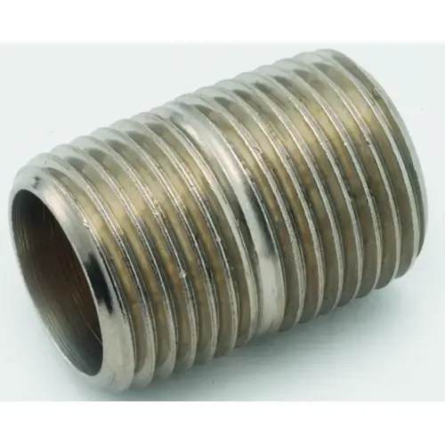 Pipe Nipple, 1/2 in, MPT, Brass, Chrome Pipe Nipple, 1/2 in, MPT, Brass, Chrome