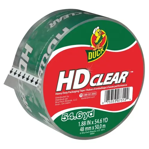 HD Clear Packaging Tape, 54.6 yd L, 1.88 in W, Clear
