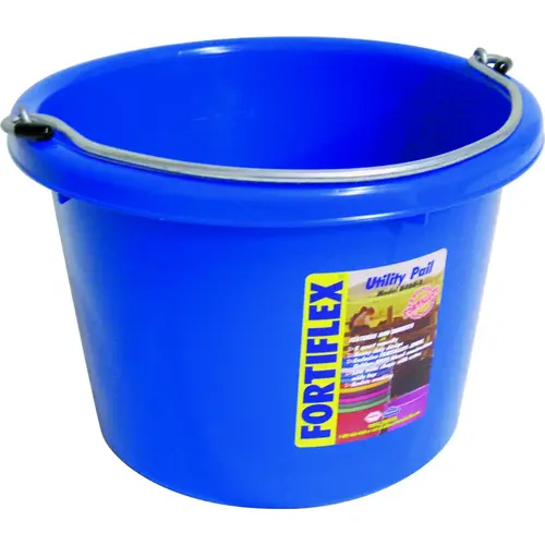 Utility Pail, 8 qt Volume, Fortalloy Rubber Polymer, Blue Utility Pail, 8 qt Volume, Fortalloy Rubber Polymer, Blue