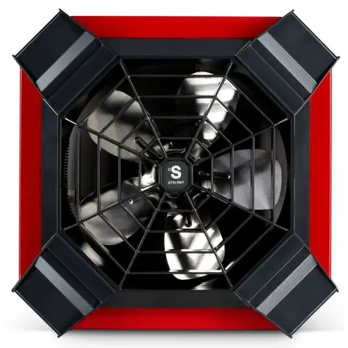 Spider Electric Fan Heater, 16.7 A, 208/240 V, 3000, 4000 W, 13,650 Btu, 400 sq-ft Heating Area Red Spider Electric Fan Heater, 16.7 A, 208/240 V, 3000, 4000 W, 13,650 Btu, 400 sq-ft Heating Area Red