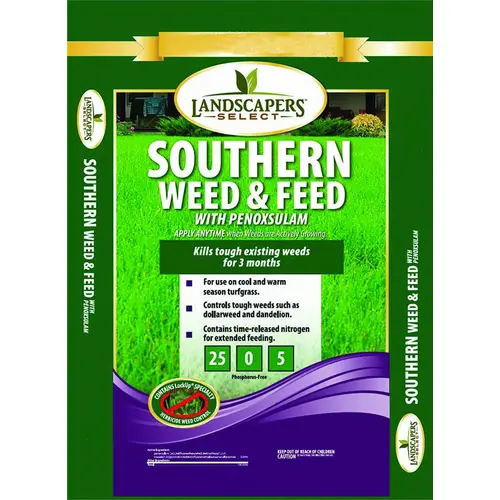 Weed and Feed Fertilizer, 17 lb Bag, Granular, 25-0-5 N-P-K Ratio Weed and Feed Fertilizer, 17 lb Bag, Granular, 25-0-5 N-P-K Ratio