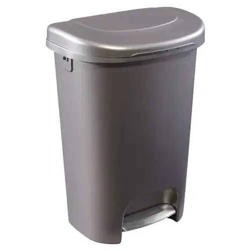 Rubbermaid Waste Basket, 13 gal, Plastic, Bronze, 17.6 in W, 15.4 in D, 24.8 in H Rubbermaid Waste Basket, 13 gal, Plastic, Bronze, 17.6 in W, 15.4 in D, 24.8 in H