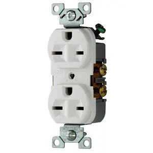 Eaton 826W-BOX Duplex Receptacle Wallplate, 2 -Pole, 20 A, 250 V, NEMA: 6-15R, White
