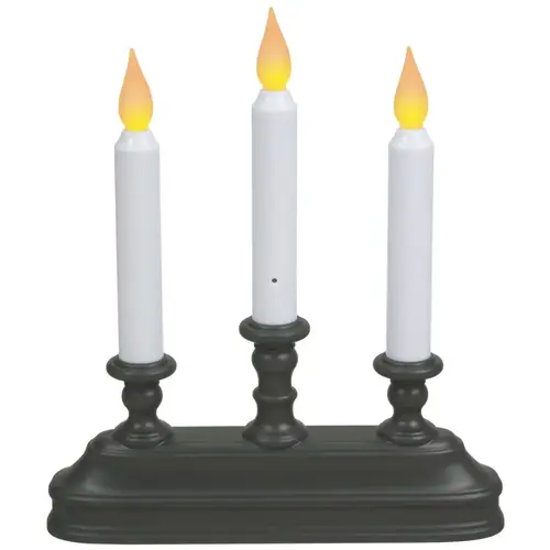 Candle, 10-1/4 in H Candle, Aged Bronze/White Candle, D Alkaline Battery, LED Bulb