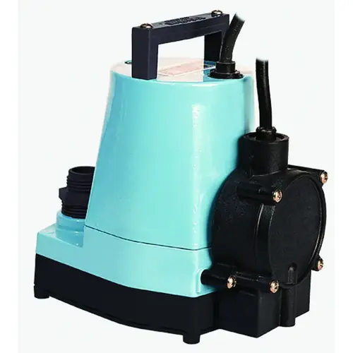 Submersible Utility Pump, 6.4 A, 115 V, 0.166 hp, 1 in Outlet, 26.3 ft Max Head, 1200 gph, Aluminum Blue