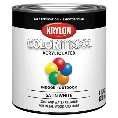 ColorMaxx Satin Interior/Exterior Wall Paint, White, 1/2 Pt. ColorMaxx Satin Interior/Exterior Wall Paint, White, 1/2 Pt.