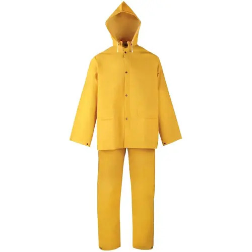 Rain Suit, 3XL, 31-1/2 in Inseam, Polyester/PVC, Yellow, Comfortable Corduroy Collar Rain Suit, 3XL, 31-1/2 in Inseam, Polyester/PVC, Yellow, Comfortable Corduroy Collar