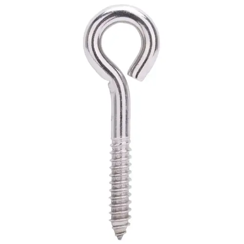 Lag Eye Bolt, 11 mm Thread, Screw Thread, 2 in L Thread, 1-7/16 in Dia Eye, 722 lb Working Load Stainless Steel Lag Eye Bolt, 11 mm Thread, Screw Thread, 2 in L Thread, 1-7/16 in Dia Eye, 722 lb Working Load Stainless Steel