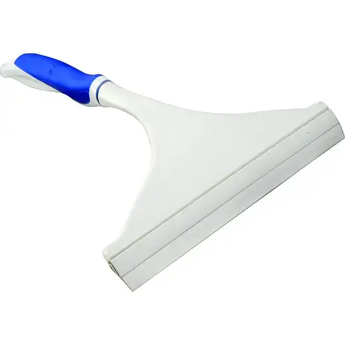 Window Squeegee, 9-3/8 in Blade, Plastic Blade, Wide Blade, 10-1/4 in OAL, Blue/White