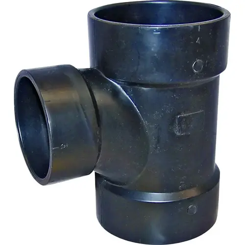Reducing Sanitary Pipe Tee, 3 x 2 in, Hub, ABS, Black Reducing Sanitary Pipe Tee, 3 x 2 in, Hub, ABS, Black