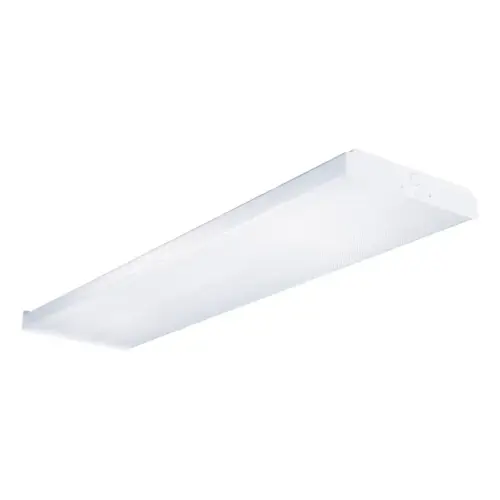 Wraparound Light, 128 W, 4-Lamp, T8 Bulb, Bi-Pin Lamp Base, Metal Fixture, White Fixture