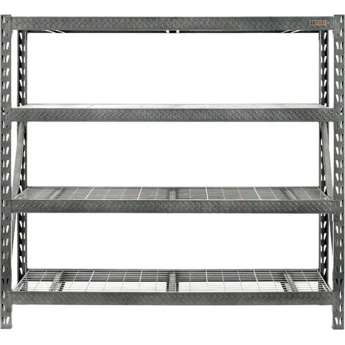 Rack Shelf, 8000 lb Capacity, 4-Shelf, 77 in OAW, 24 in OAD, 72 in OAH, Hammered Granite