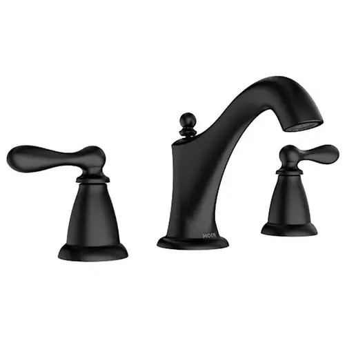 Moen Caldwell Series High-Arc Bathroom Faucet, 1.2 gpm, 2-Handle, 3-Faucet Hole, Metal, Matte Black Moen Caldwell Series High-Arc Bathroom Faucet, 1.2 gpm, 2-Handle, 3-Faucet Hole, Metal, Matte Black