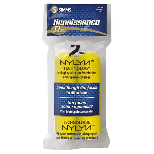 Mini Roller Refill, 13 mm Thick Nap, 6 in L, Synthetic Hybrid Blend Cover - pack of 2 Mini Roller Refill, 13 mm Thick Nap, 6 in L, Synthetic Hybrid Blend Cover - pack of 2