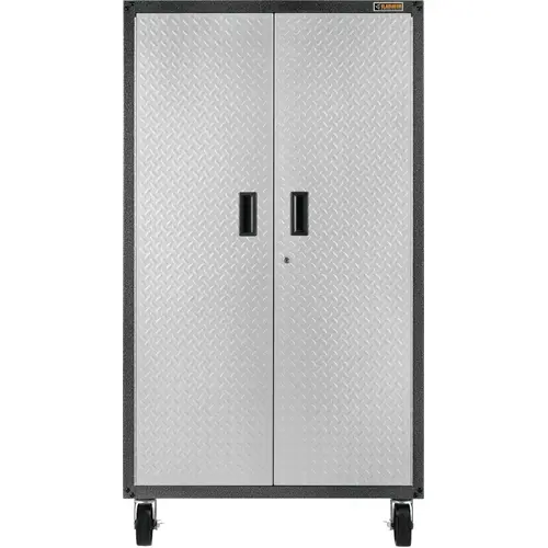 Mobile Storage Cabinet, 225 lb, 5-Shelf, Steel, Silver Tread