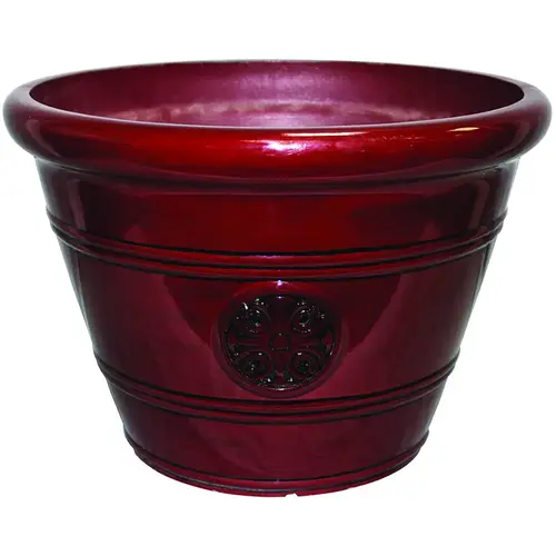 Modesto Planter, 12 in W, 12 in D, Vinyl, Oxblood Modesto Planter, 12 in W, 12 in D, Vinyl, Oxblood