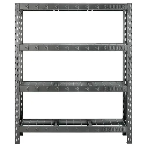 Rack Shelf, 7200 lb Capacity, 4-Shelf, 60 in OAW, 18 in OAD, 72 in OAH, Hammered Granite