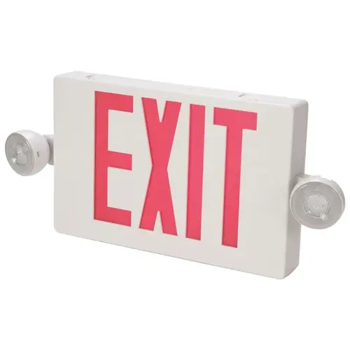 APC Series Exit/Emergency Light, 11-11/16 in OAW, 8-1/4 in OAH, 120/277 VAC, 25 W, LED Lamp Red Letter/White Housing