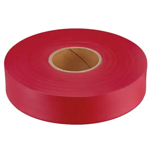 Flagging Tape, 600 ft L, 1 in W, Red, Plastic Flagging Tape, 600 ft L, 1 in W, Red, Plastic