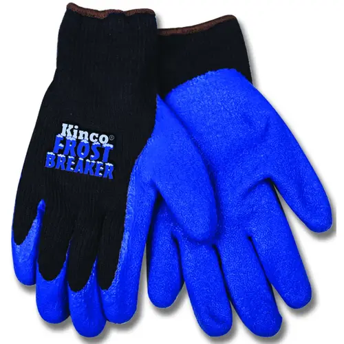 Protective Gloves, Men's, M, 11 in L, Regular Thumb, Knit Wrist Cuff, Acrylic, Black/Blue Pair Protective Gloves, Men's, M, 11 in L, Regular Thumb, Knit Wrist Cuff, Acrylic, Black/Blue Pair
