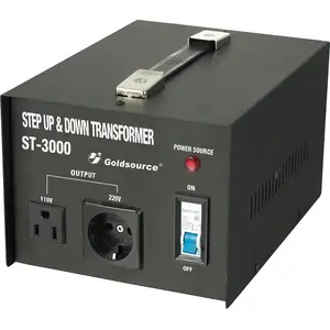 Goldsource ST-3000 ST Series Step Up and Step Down Transformer, 9-3/4 in L x 7-1/8 in W x 6 in H, 3000 W Black