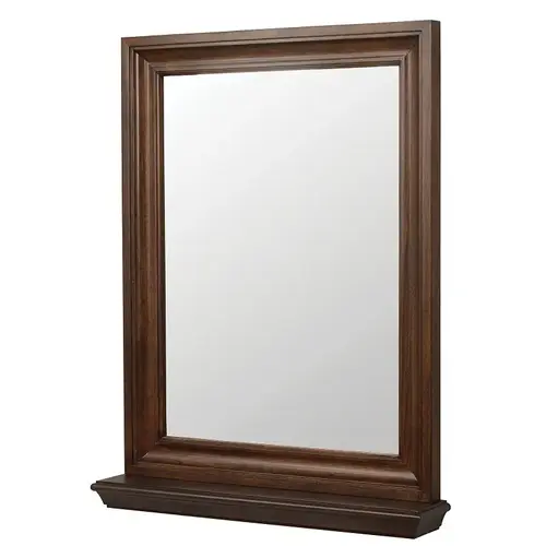 Cherie Series Framed Mirror, Rectangular, 24 in W, 30 in H, Wood Frame, Dark Walnut Frame