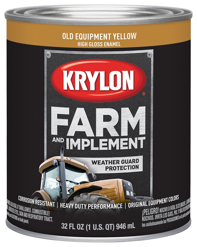 KRYLON K02042000 Farm and Implement Paint, High-Gloss, Old Equipment Cat Yellow, 1 qt
