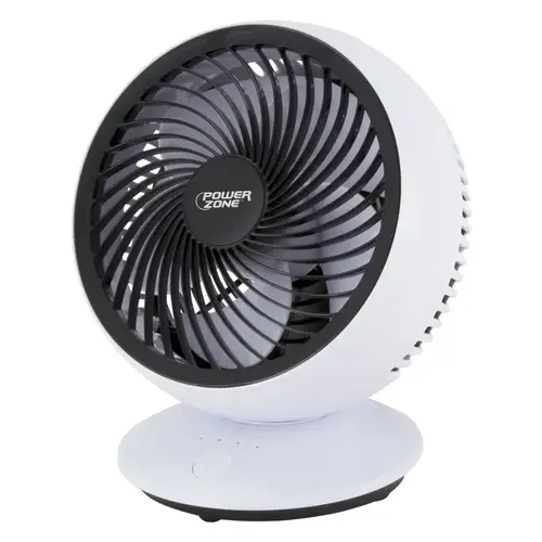 USB Oscillating Desk Fan, 5 VAC, 6 in Dia Blade, 5-Blade, 3-Speed, White