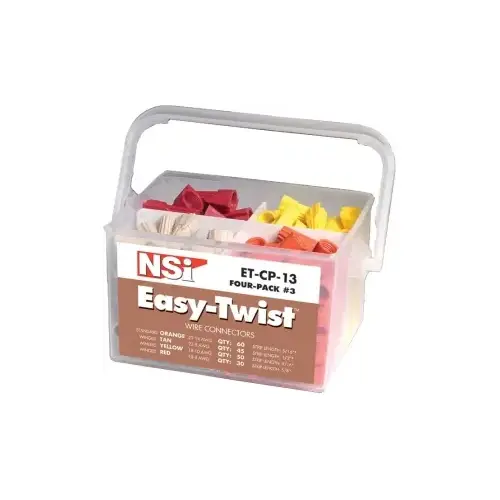 Easy-Twist Wire Connector, Thermoplastic Housing Material, Orange/Red/Tan/Yellow