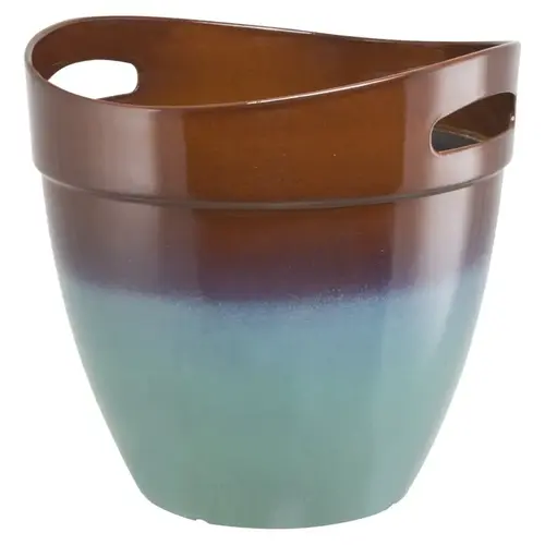 Planter, 12 in Dia, Round, Resin, Teal - pack of 6 Planter, 12 in Dia, Round, Resin, Teal - pack of 6