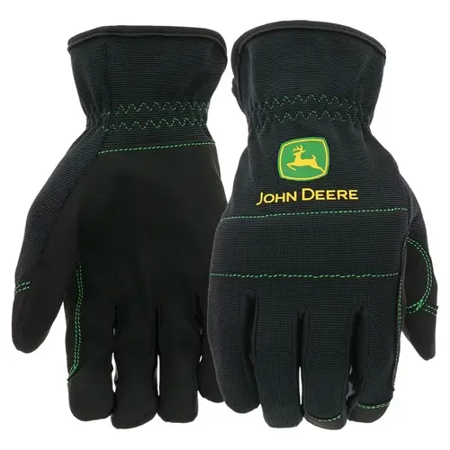 John Deere High-Dexterity Work Gloves, XL, 4-3/4 in L, Slip-On Cuff, Polyester, Black Pair