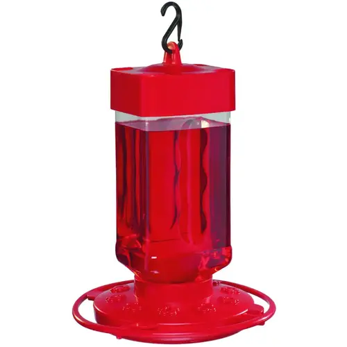 First Nature Bird Feeder, 32 oz, Plastic, Bright Red