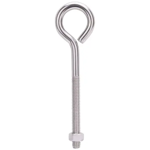 Eye Bolt, 9.4 mm Thread, Machine Thread, 3 in L Thread, 1-5/8 in Dia Eye, 416 lb Working Load Stainless Steel Eye Bolt, 9.4 mm Thread, Machine Thread, 3 in L Thread, 1-5/8 in Dia Eye, 416 lb Working Load Stainless Steel