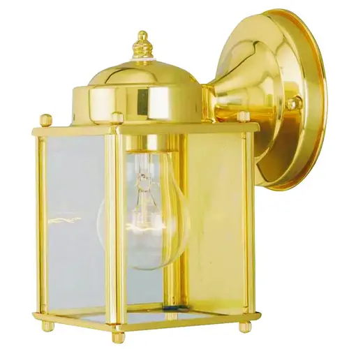 Outdoor Wall Lantern, 120 V, 60 W, Steel Fixture, Polished Brass Fixture Outdoor Wall Lantern, 120 V, 60 W, Steel Fixture, Polished Brass Fixture