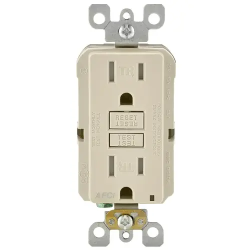 AFTR1-KT Receptacle, 2 -Pole, 15 A, 125 VAC, NEMA: 5-15R, Light Almond AFTR1-KT Receptacle, 2 -Pole, 15 A, 125 VAC, NEMA: 5-15R, Light Almond