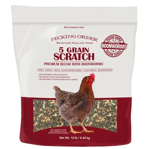 Five-Grain Scratch with Boonworms, 12 lb Bag Five-Grain Scratch with Boonworms, 12 lb Bag