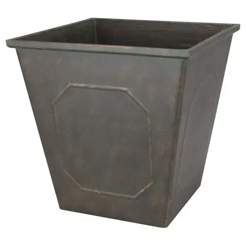 Planter, 14 in W, 14 in D, Square, Resin, Metallic - pack of 6 Planter, 14 in W, 14 in D, Square, Resin, Metallic - pack of 6