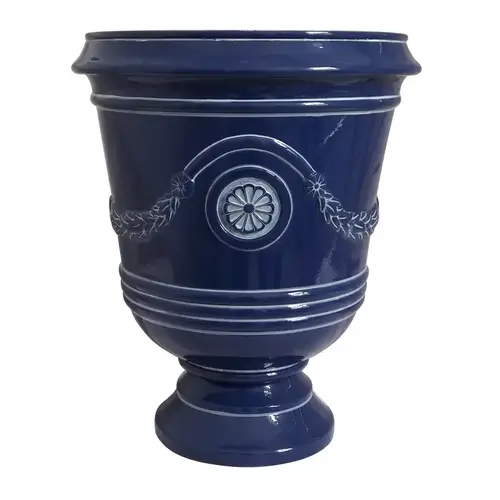 Urn Planter, 15-1/2 in W, 15-1/2 in D, Resin, Navy