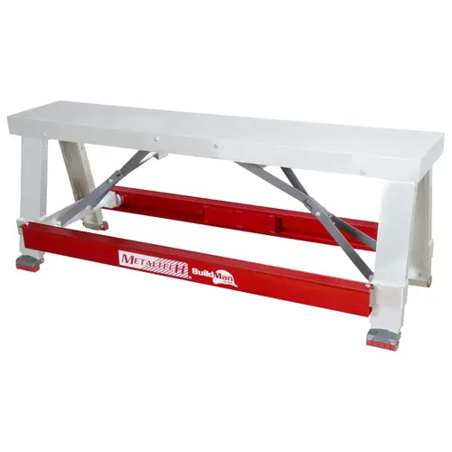 Drywall Bench, 48 in OAW, 6-1/4 in OAH, 17-1/2 in OAD, 500 lb Capacity, Red, Aluminum Tabletop