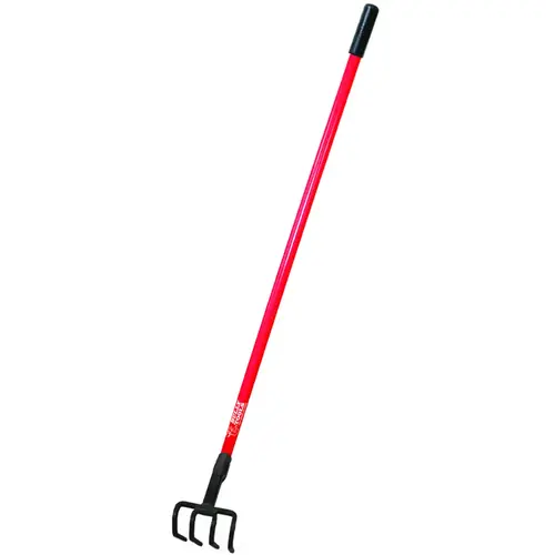 Cultivating Fork, 5-1/2 in W, 54-1/2 in L, 4-5/8 in L Tine, 4 -Tine, Fiberglass Handle Cultivating Fork, 5-1/2 in W, 54-1/2 in L, 4-5/8 in L Tine, 4 -Tine, Fiberglass Handle