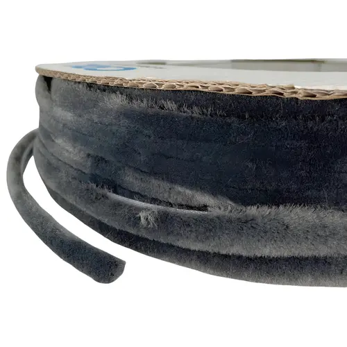 100ft Roll Storefront Door Pile Weatherstrip, 0.350" Pile Height, 0.350" Backing Width-Gray