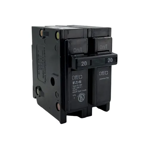 Circuit Breaker, Type CL, 20 A, 2 -Pole, 120/240 V, Common Trip, Plug Mounting Circuit Breaker, Type CL, 20 A, 2 -Pole, 120/240 V, Common Trip, Plug Mounting