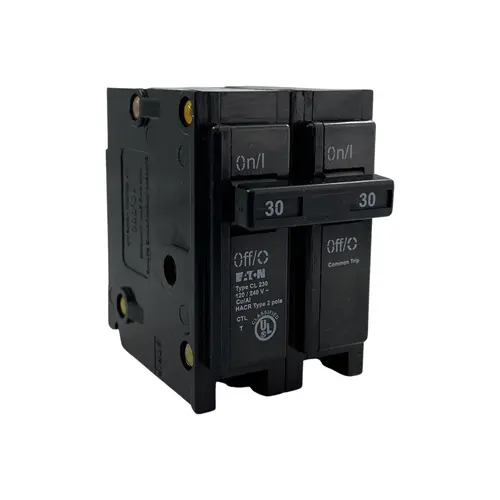 Circuit Breaker, Type CL, 30 A, 2 -Pole, 120/240 V, Common Trip, Plug Mounting Circuit Breaker, Type CL, 30 A, 2 -Pole, 120/240 V, Common Trip, Plug Mounting