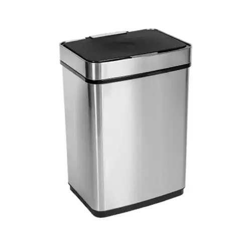 Trash Can 13.2 gal Silver Stainless Steel Touchless Sensor Automatic Touchless Silver