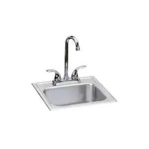 Elkay DSEP1515C Dayton All-in-One Drop-In Stainless Steel 15 in. 2-Hole Single Bowl Bar Sink with Faucet and Drain