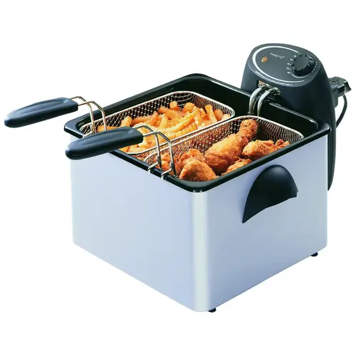 ProFry 3 Qt. Silver Aluminum Dual Basket Deep Fryer