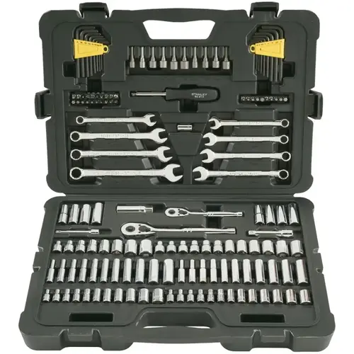 COLORmaxx Series Mechanics Tool Set, 145-Piece, Chrome Vanadium Steel, Chrome, Silver